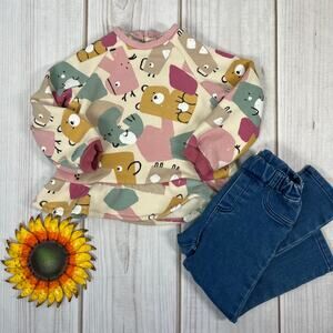 Mayoral Baby Girl Outfit Set Top & Jeans Bear Print 18 Months